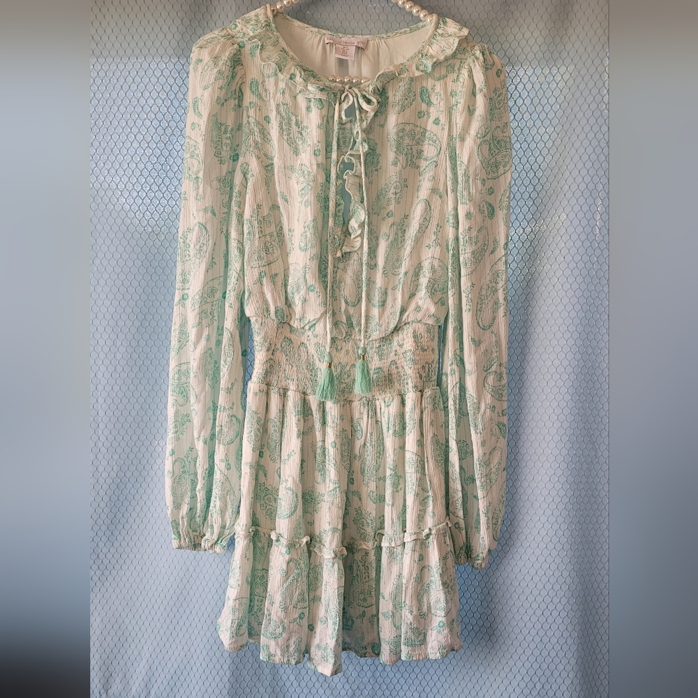 House of Harlow 1960 Green Paisley Mini Dress Sz S - Picture 3 of 6